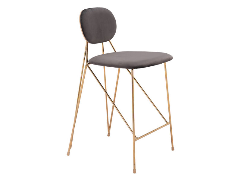 Georges Counter Stool (Set of 2) Gray & Gold