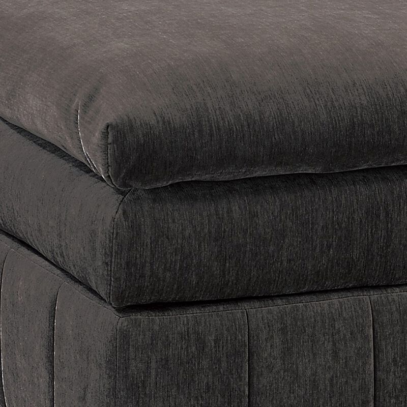 Luna 33 Inch Modular Ottoman, Three Layer Plush Cushioned Seat, Dark Gray-Benzara