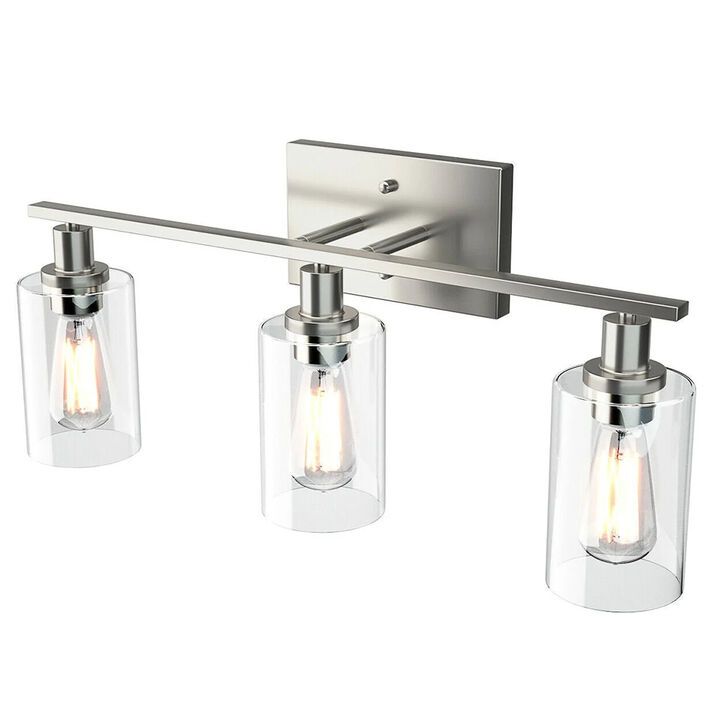 3-Light Modern Bathroom Wall Sconce with Clear Glass Shade