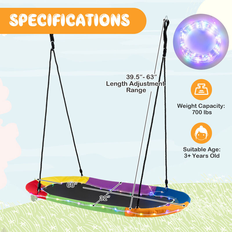 Saucer Swing with LED Lights for Kids and Adults