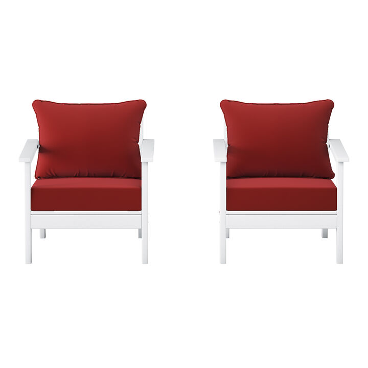 WestinTrends Outdoor Modern HDPE Patio Club Chairs with Deep Seat Cushions (Set of 2)