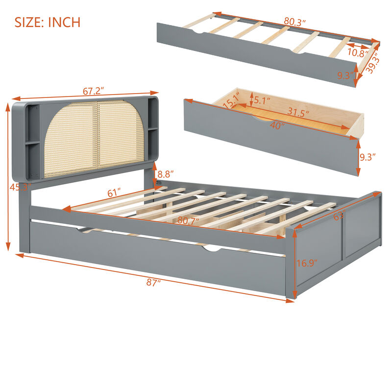 Merax Platform Bed with 2 Drawers and Trundle