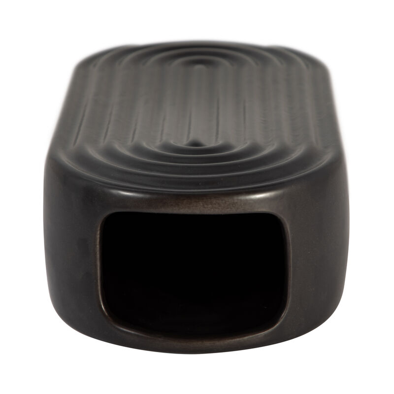 11" Ceramic Oval Ridge Vase, Black