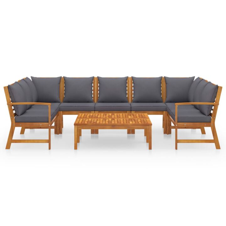 vidaXL 9 Piece Garden Lounge Set with Cushion Solid Acacia Wood