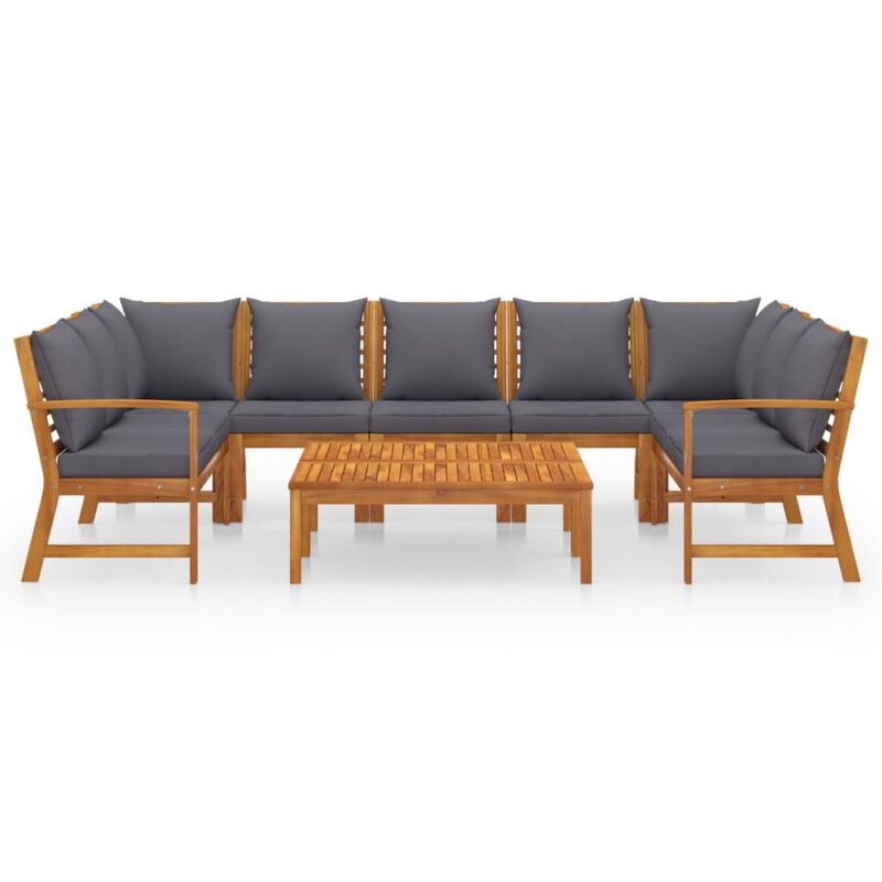 vidaXL 9 Piece Garden Lounge Set with Cushion Solid Acacia Wood