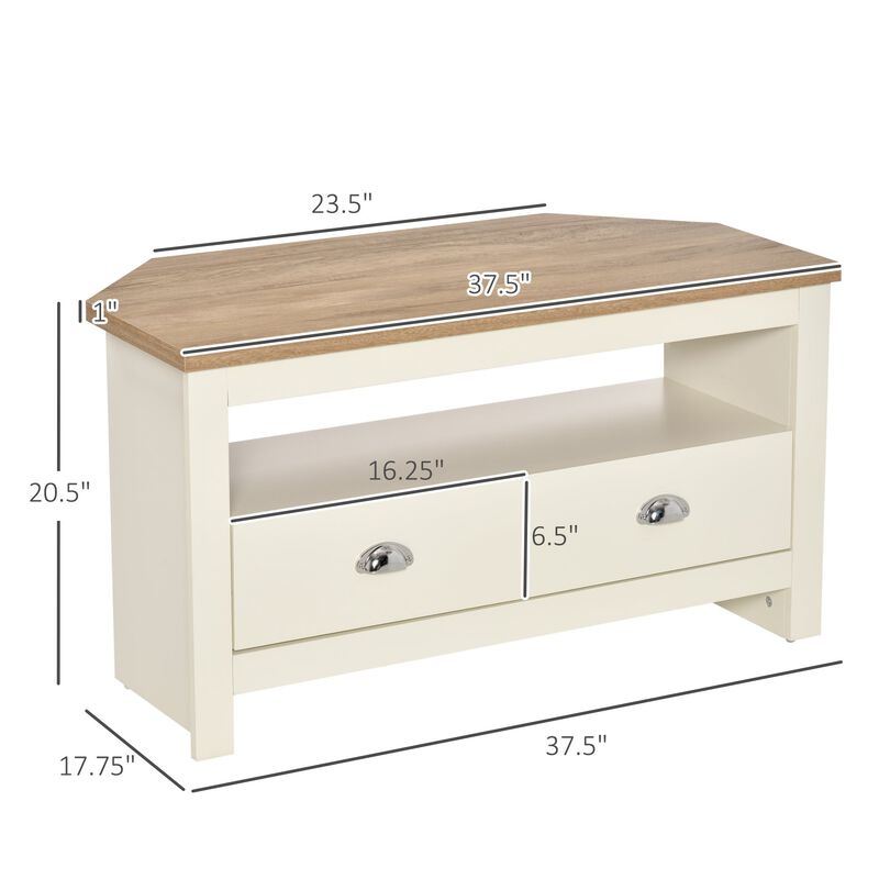 White TV Corner: Entertainment Center for 50" TV with Storage