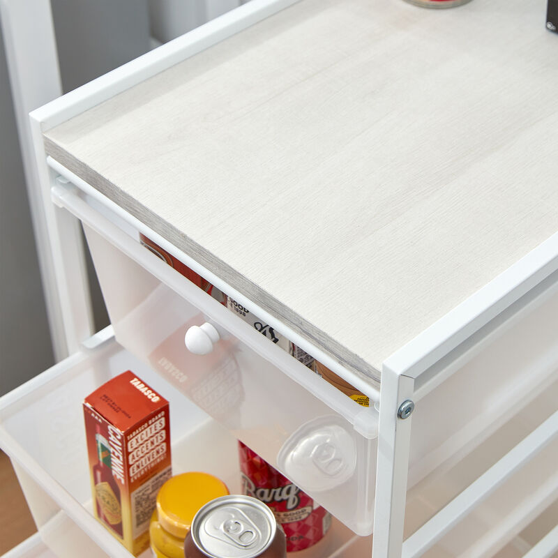 Suprima® Storage Carts - 4 Drawer Woodtop Shelf - Oak Top