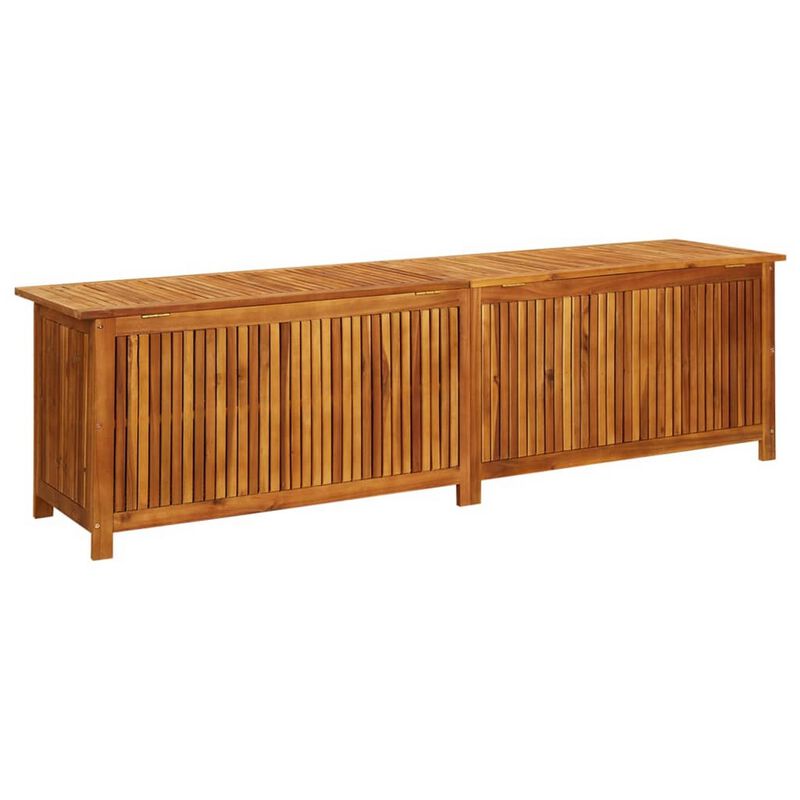 Misty Outdoor Storage Box, 79 Inch Natural Brown Solid Acacia Wood - Benzara