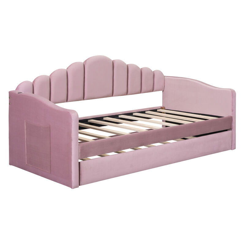 Merax Upholstered Daybed Bed Frame with Trundle