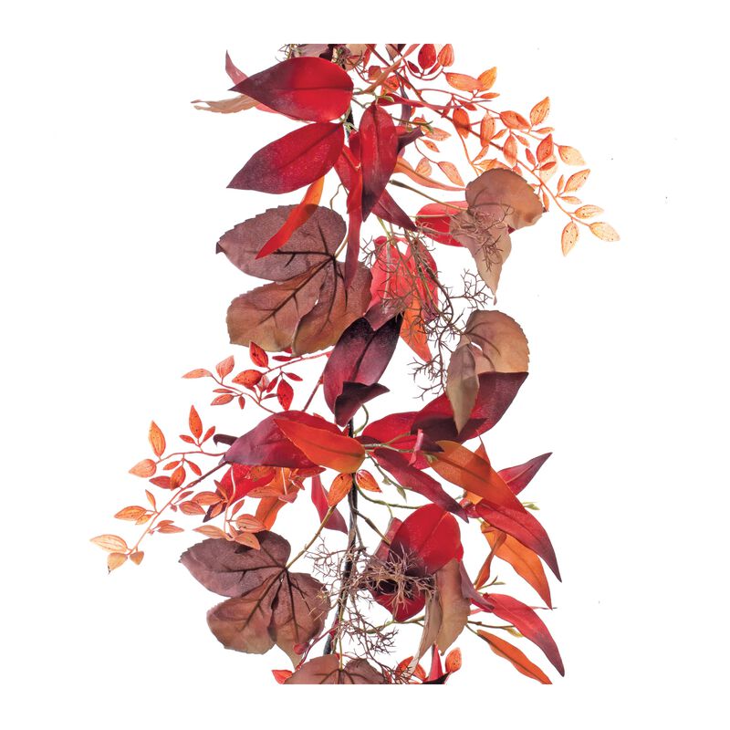 Artificial Mixed Fall Foliage Garland for Mantels and Doorway Decor