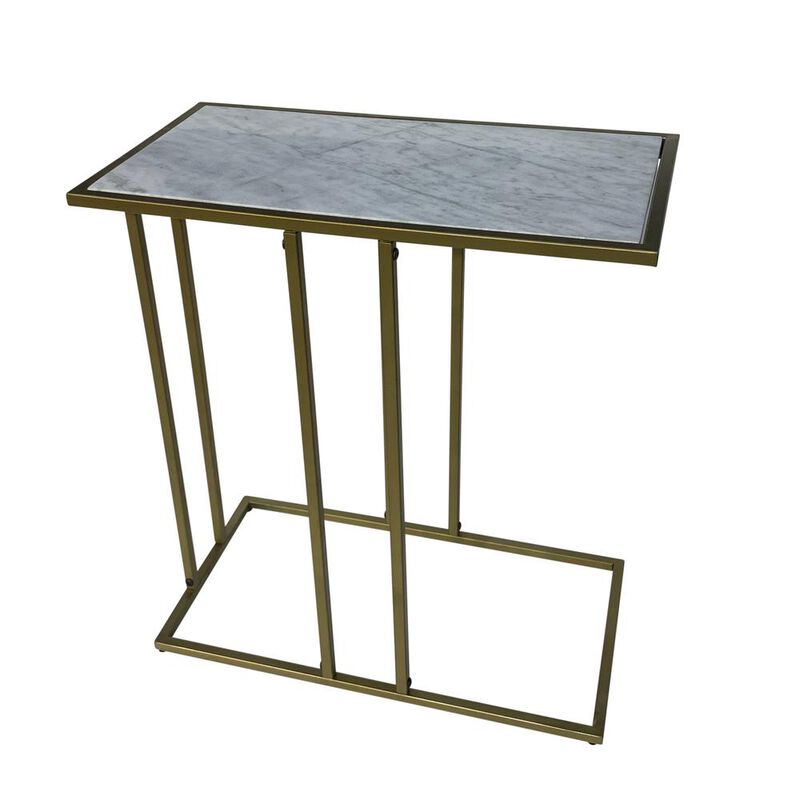 Carolina Living Serena End Table - White Marble - Industrial