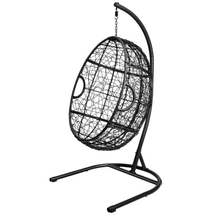 Hivvago Hanging Cushioned Hammock Chair with Stand -Gray