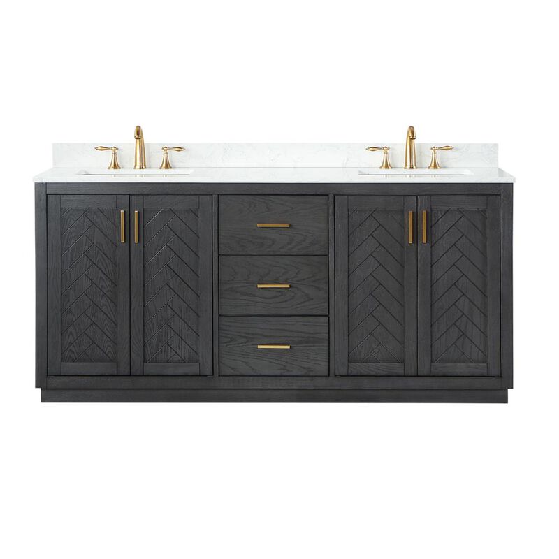 Altair 72 Double Bathroom Vanity Set in Brown Oak without Mirror