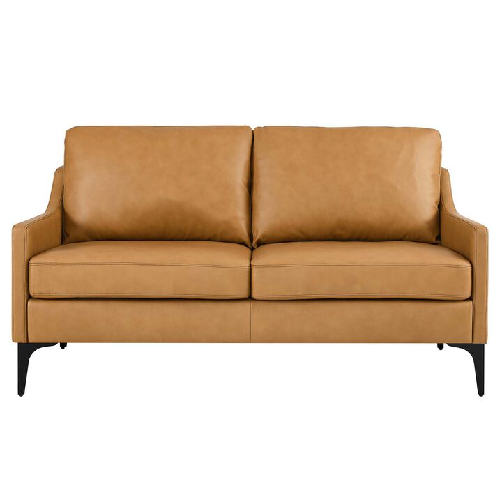 Corland Leather Loveseat Brown