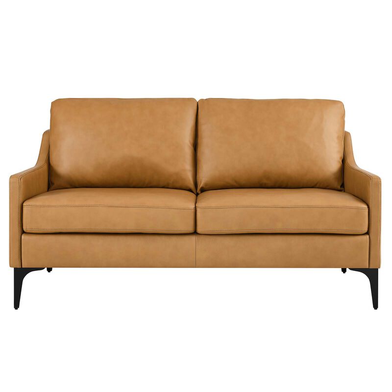 Corland Leather Loveseat Brown
