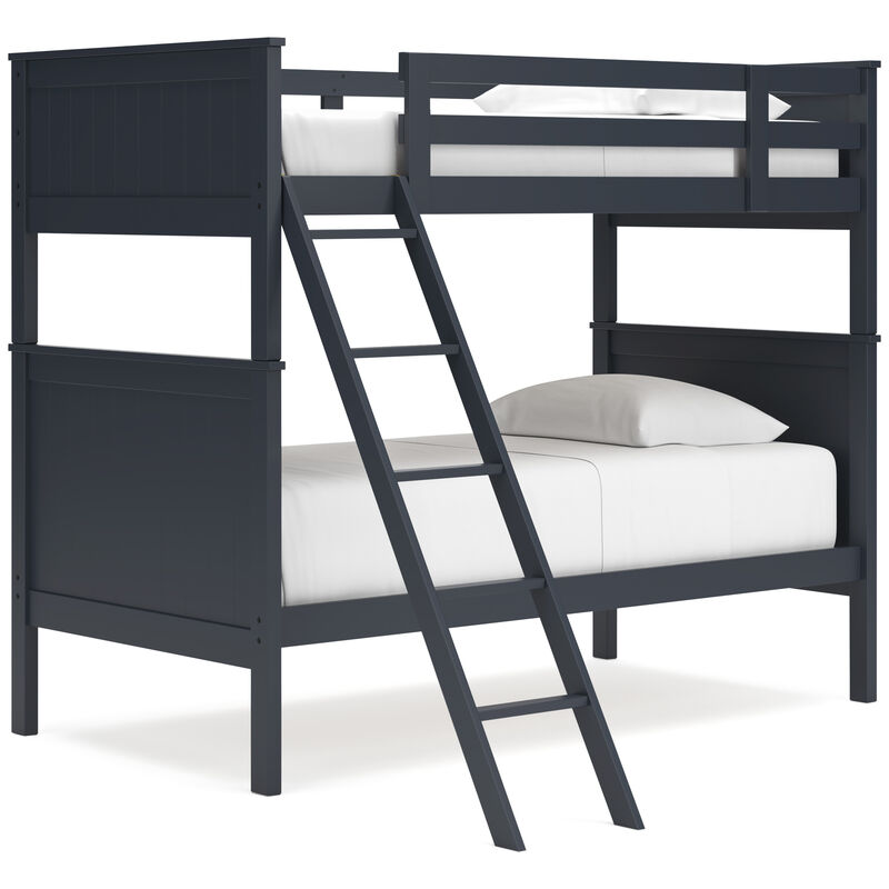 Nextonfort Twin Over Twin Bunk Bed in Blue