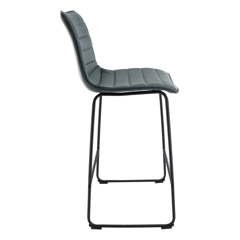 LeisureMod Brooklyn Modern Leather Bar Stool with Footrest