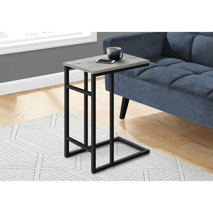 Monarch Specialties I 2171 Accent Table, C-shaped, End, Side, Snack, Living Room, Bedroom, Metal, Laminate, Grey, Black, Contemporary, Modern