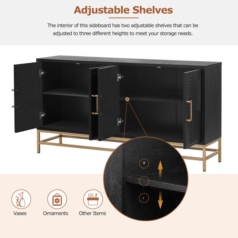 Merax Retro Style Sideboard with Adjustable Shelves
