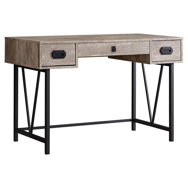 Monarch Specialties I 7414 Computer Desk, Home Office, Laptop, Storage Drawers, 48"L, Work, Metal, Laminate, Beige, Black, Transitional