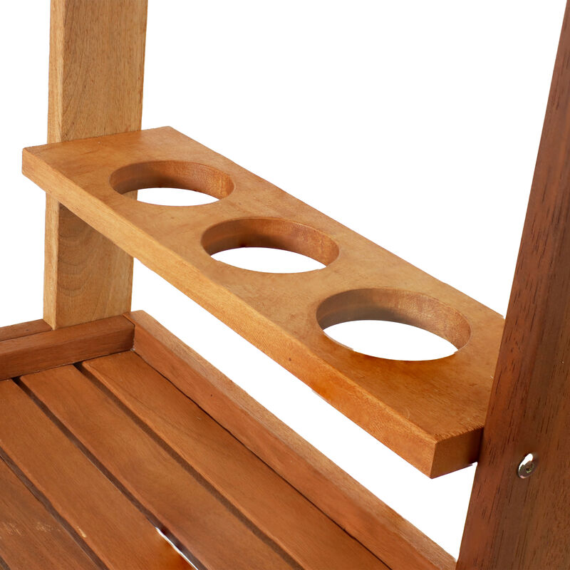 Sunnydaze 2-Tier Malaysian Hardwood Indoor and Outdoor Serving Cart