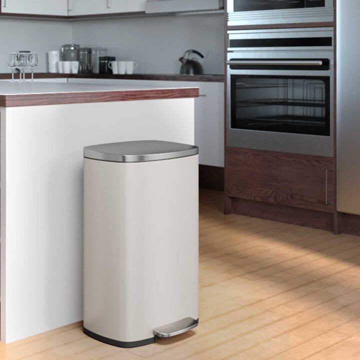 iTouchless 13.2 Gallon / 50 Liter SoftStep Ivory White Step Pedal Trash Can