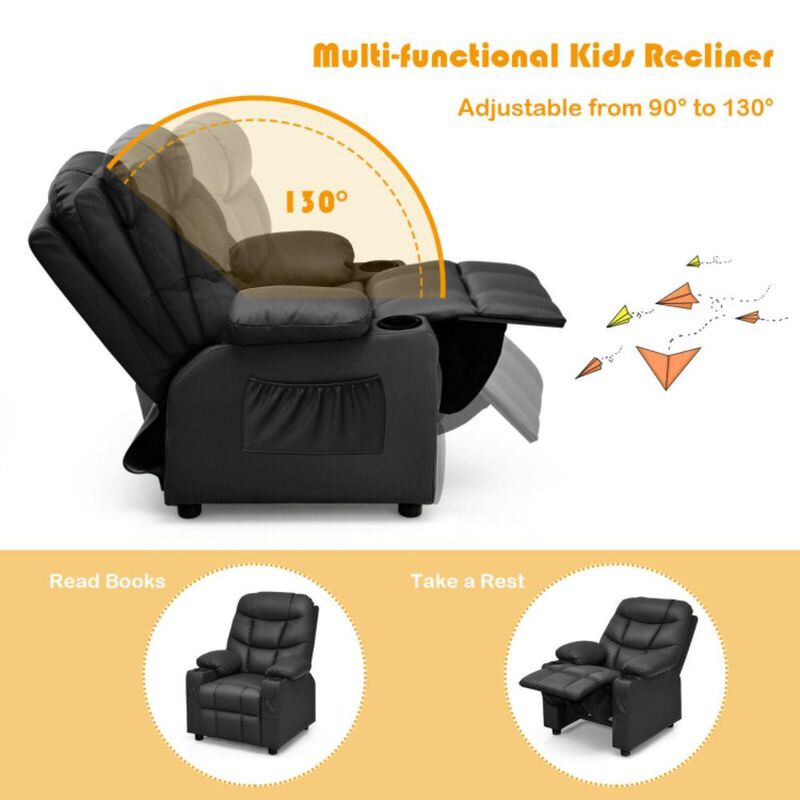 Hivvago Kids Recliner Chair with Cup Holder and Footrest for Children