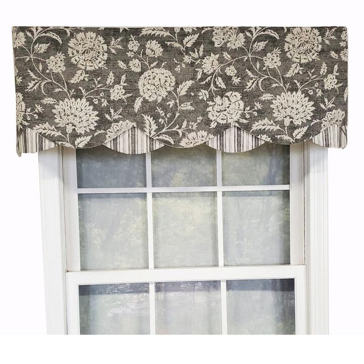 RLF Home Luxurious Modern Design Classic Basanti Petticoat Style Window Valance 50" x 15" Navy