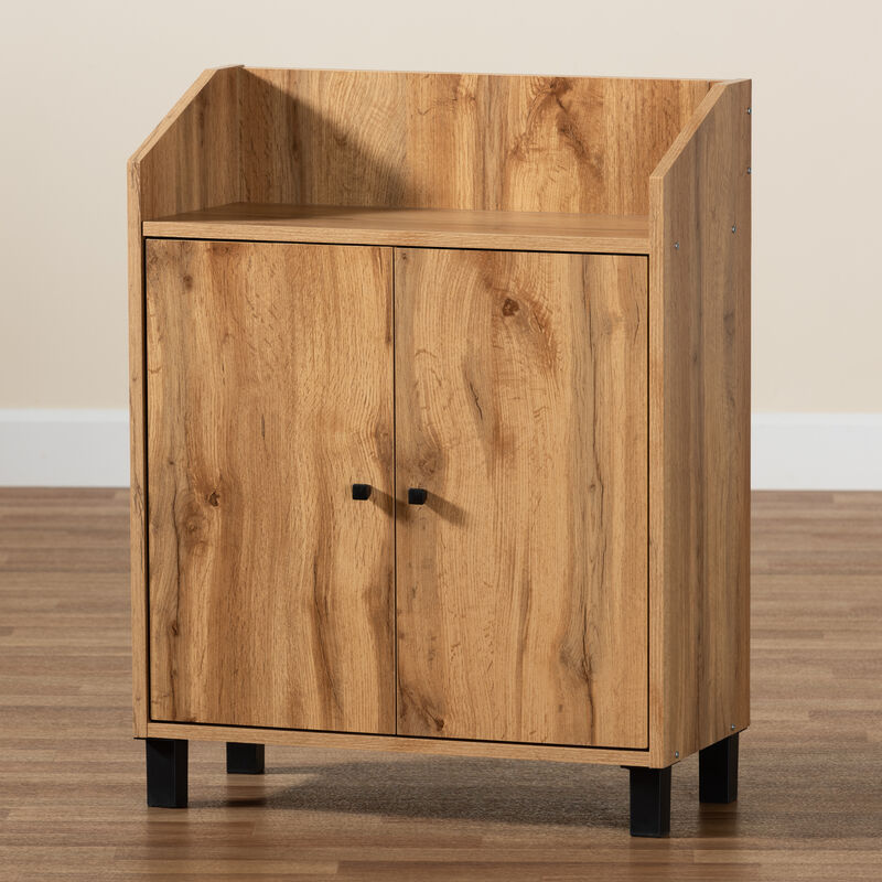 Baxton Studio Rossin Modern Oak Brown Finished Wood 2 Door Entryway Shoe Storage Cabinet