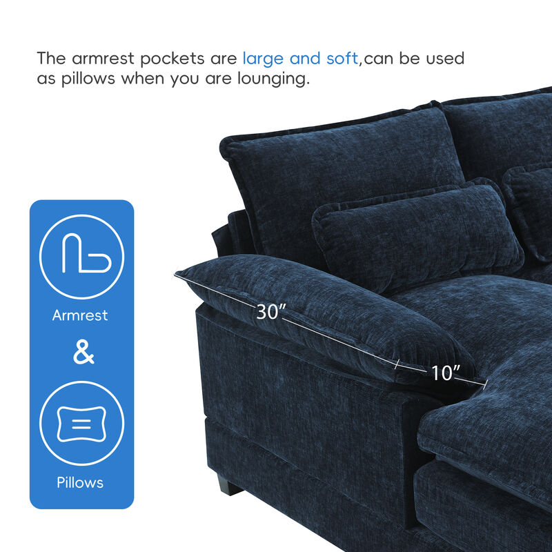 MONDAWE Modern U-shaped Sectional Sofa with Waist Pillows,6-seat Upholstered Symmetrical Sofa Furniture,Sleeper Sofa Couch with Chaise Lounge for Living Room,Apartment