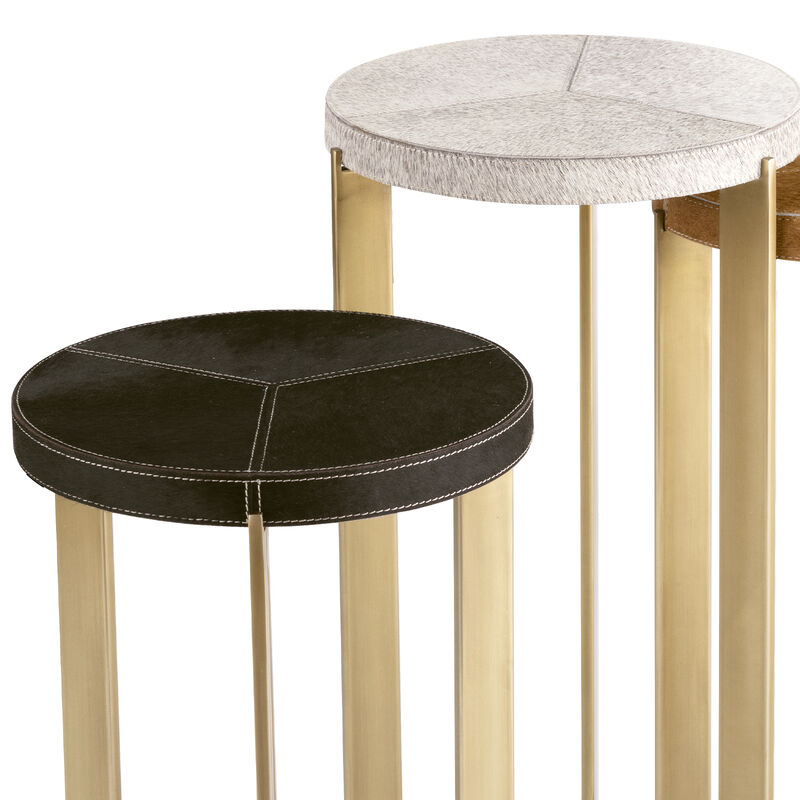 Andres Hair on Hide Brass Mixer Table Set