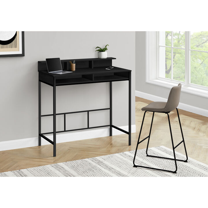 Monarch Specialties I 7700 Computer Desk, Home Office, Standing, Storage Shelves, 48"L, Work, Laptop, Metal, Laminate, Black, Contemporary, Modern