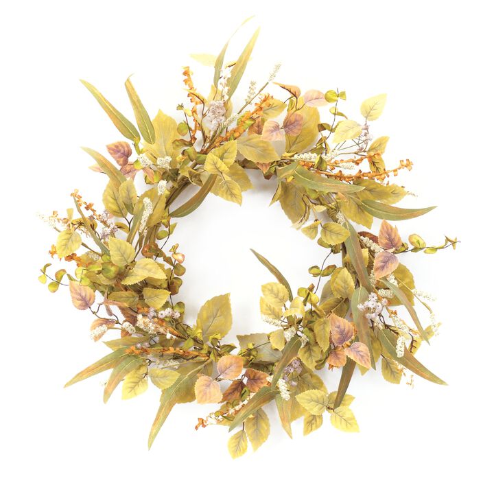 Mixed Fall Foliage Wreath Autumn Decorative Wall or Door Accent for Home Decor