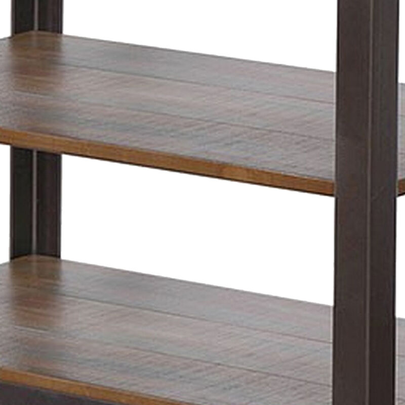 Ayka Chairside Table w 2 Shelf, Nailhead, 28 Inch Rectangular Brown - Benzara