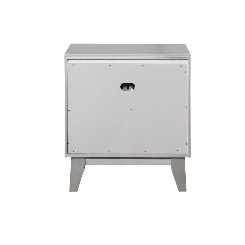 Leighton 2-drawer Nightstand Metallic Mercury