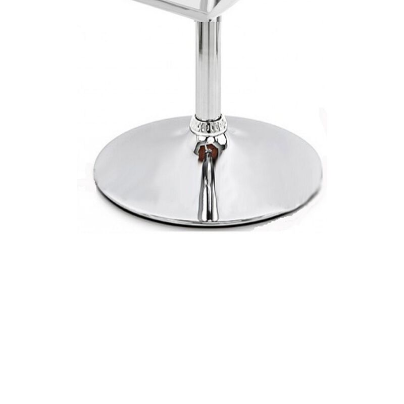 Cruze 22-30 Inch Adjustable Swivel Counter Height Stool, Wave Curves, White - Benzara