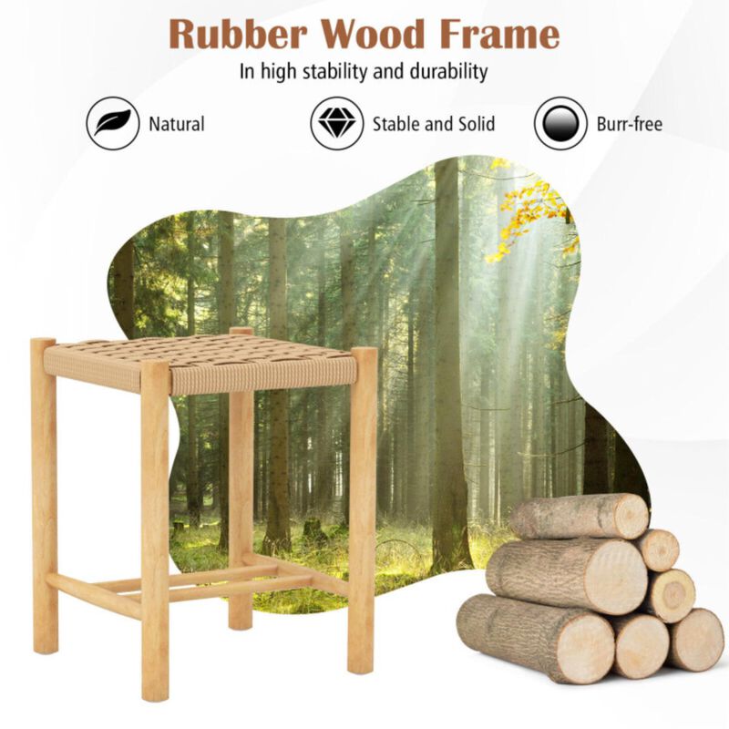 Hivvago Dining Stool Set of 2 with Rubber Wood Frame