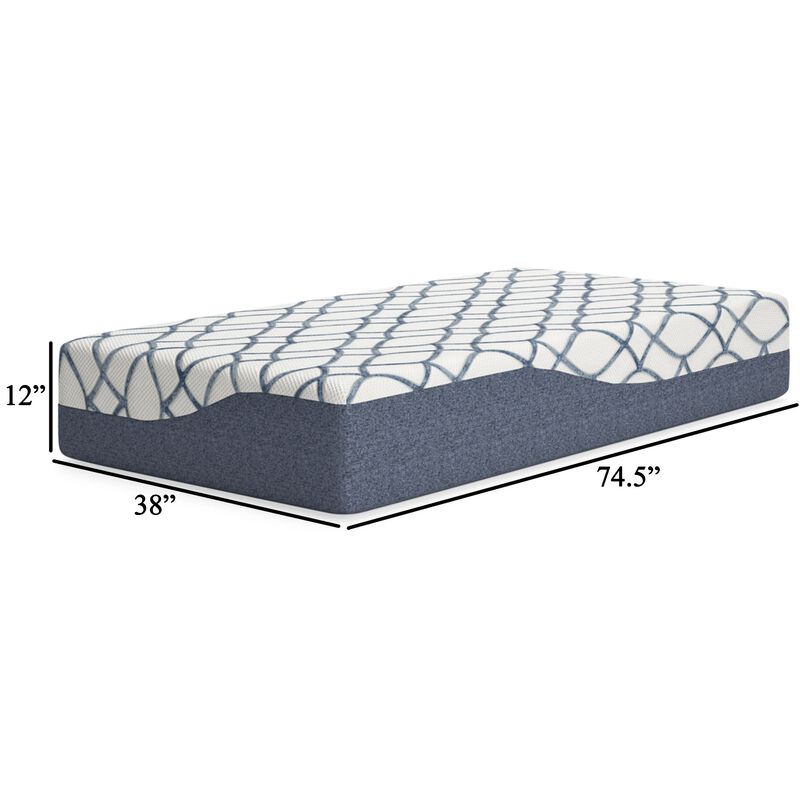 Himy Twin Mattress, High Density Memory Foam, 12 Inch Cool Comfort - Benzara