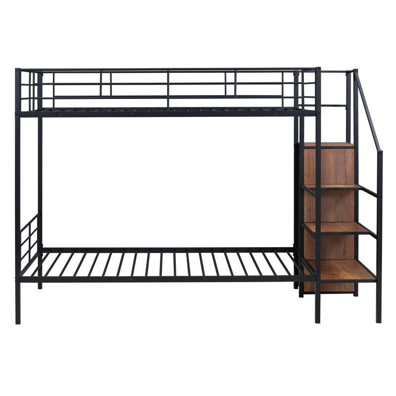 Merax Metal Bunk Bed with Lateral Storage Ladder