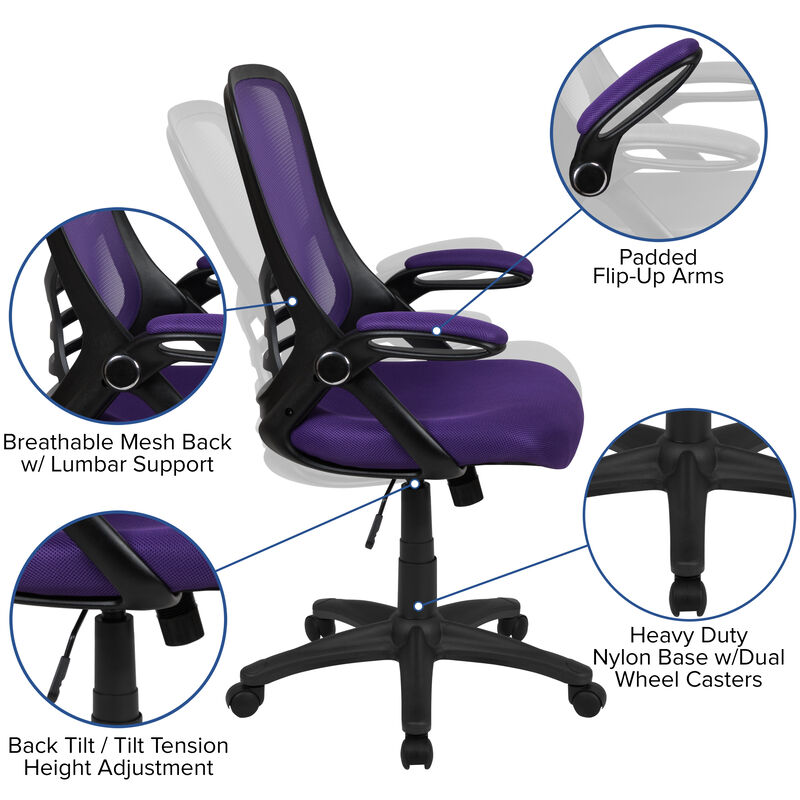 Porter High Back   Mesh Ergonomic Swivel Office Chair with Frame and Flip-up Arms