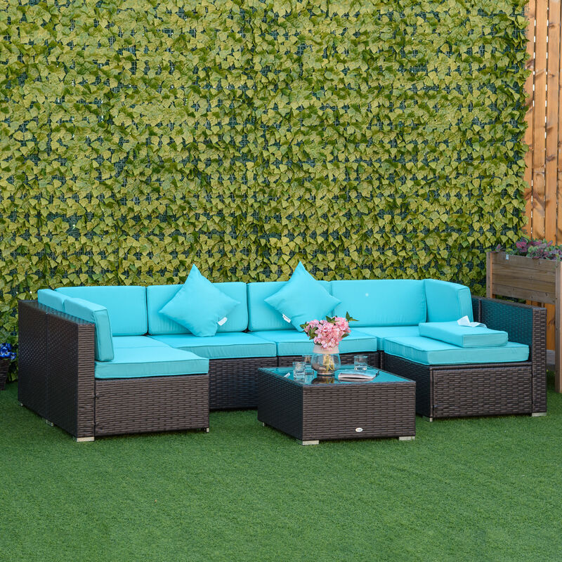 7PC Rattan Wicker Sofa Set Sectional Couch Cushioned Furniture Patio Outdoor