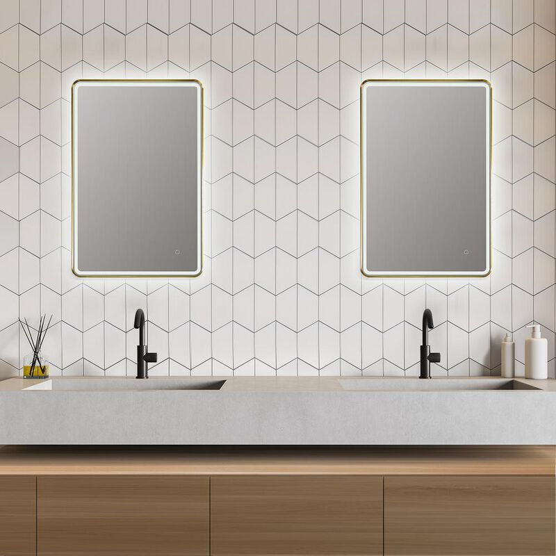 Altair Framed in Brushed Gold Modern Bathroom/Vanity LED Lighted Wall Mirror