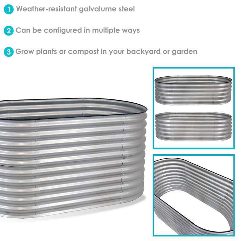 Sunnydaze Galvalume Steel Rectangle Raised Garden Bed - 62.5 in