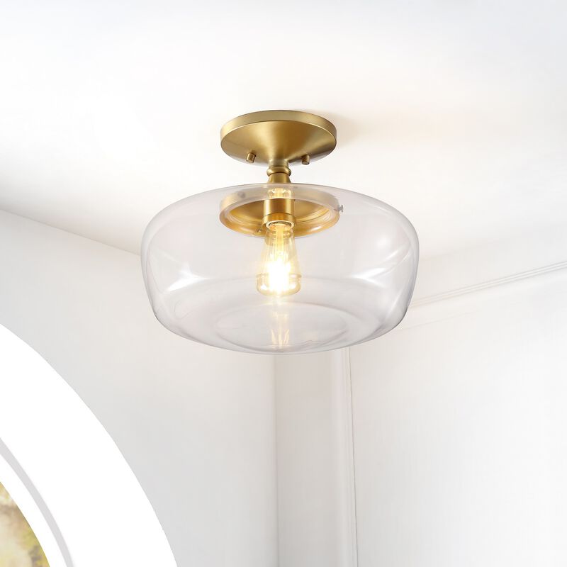 Marfa Glass/Iron Farmhouse Modern LED Flush Mount