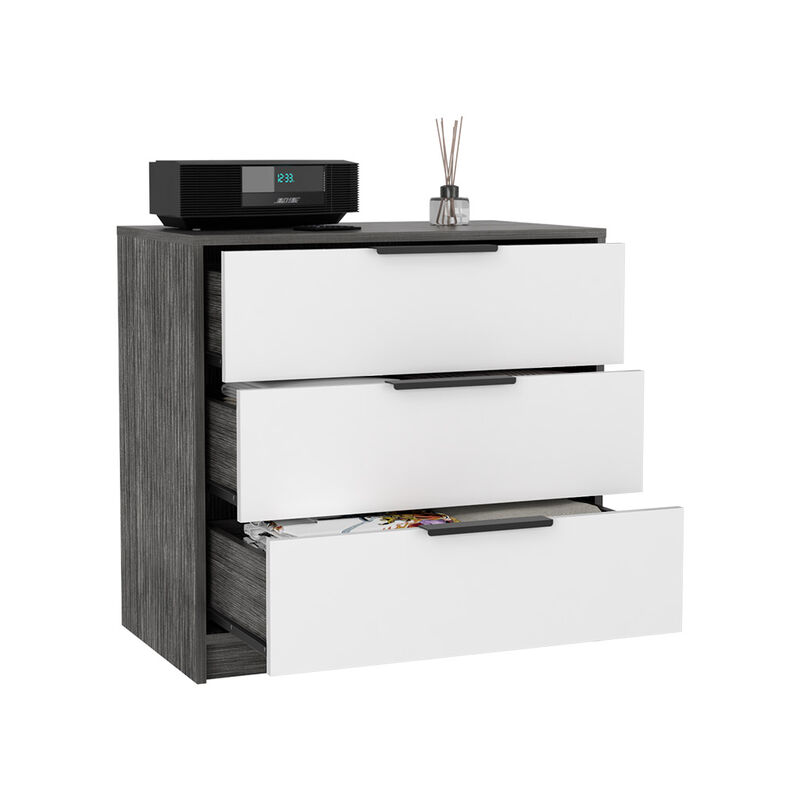 3 Drawers Dresser Maryland, Bedroom, Smoky Oak / White