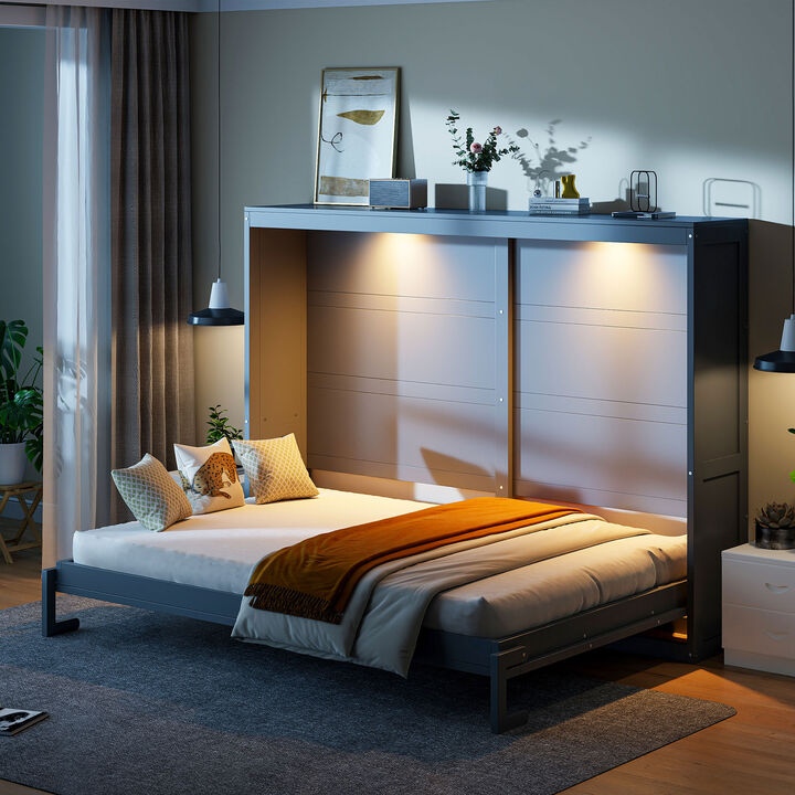 Merax Murphy Bed Wall Bed with LED Lights