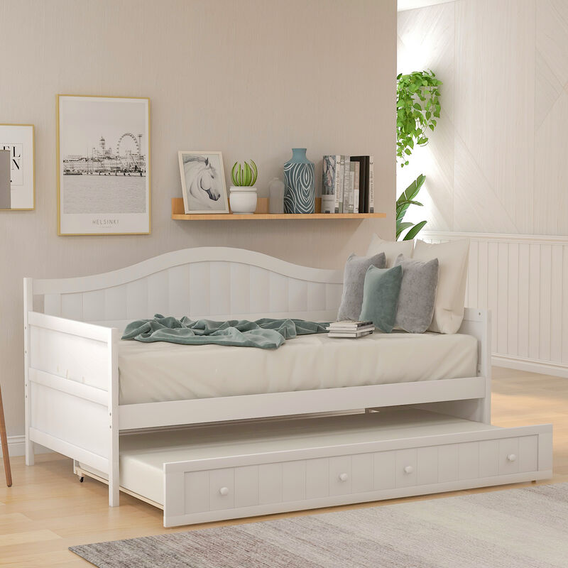 Merax Wooden Daybed with Trundle Bed