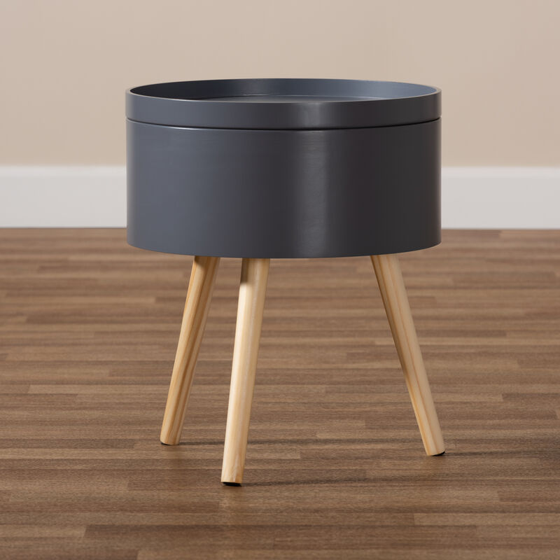 Baxton Studio Jessen Mid Century Modern Gray Wood End Table with Removable Top