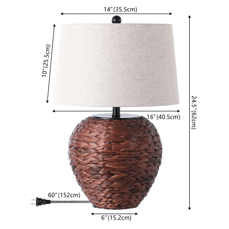 Alaro Farmhouse Coastal Water Hyacinth Basket LED Table Lamp