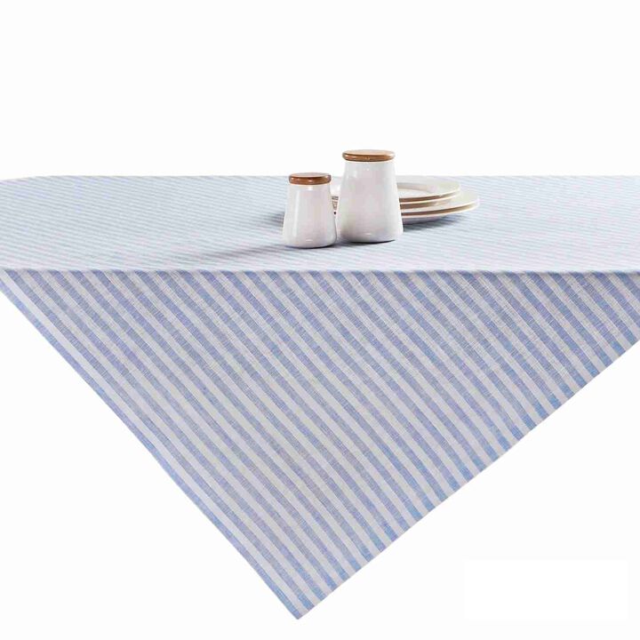 Solino Home 100% Pure Linen Table Throw 52 x 52 Inch | Amalfi Stripe